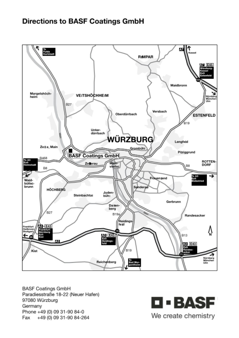 Directions to BASF Coatings GmbH Wuerzburg Directions to BASF Coatings GmbH Wuerzburg